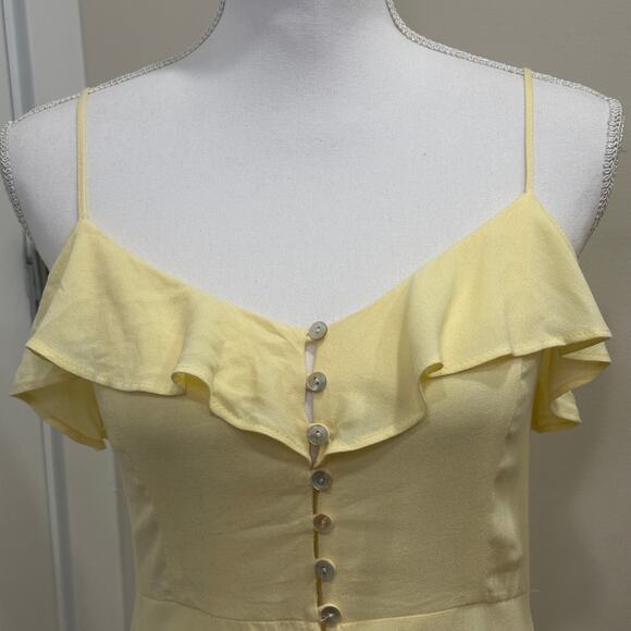 Forever 21 Butter Yellow Button-Front Ruffle Maxi Sundress Soft Girl European - Picture 4 of 10